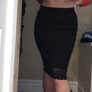 Trafaluc Zara black lace knit pencil skirt